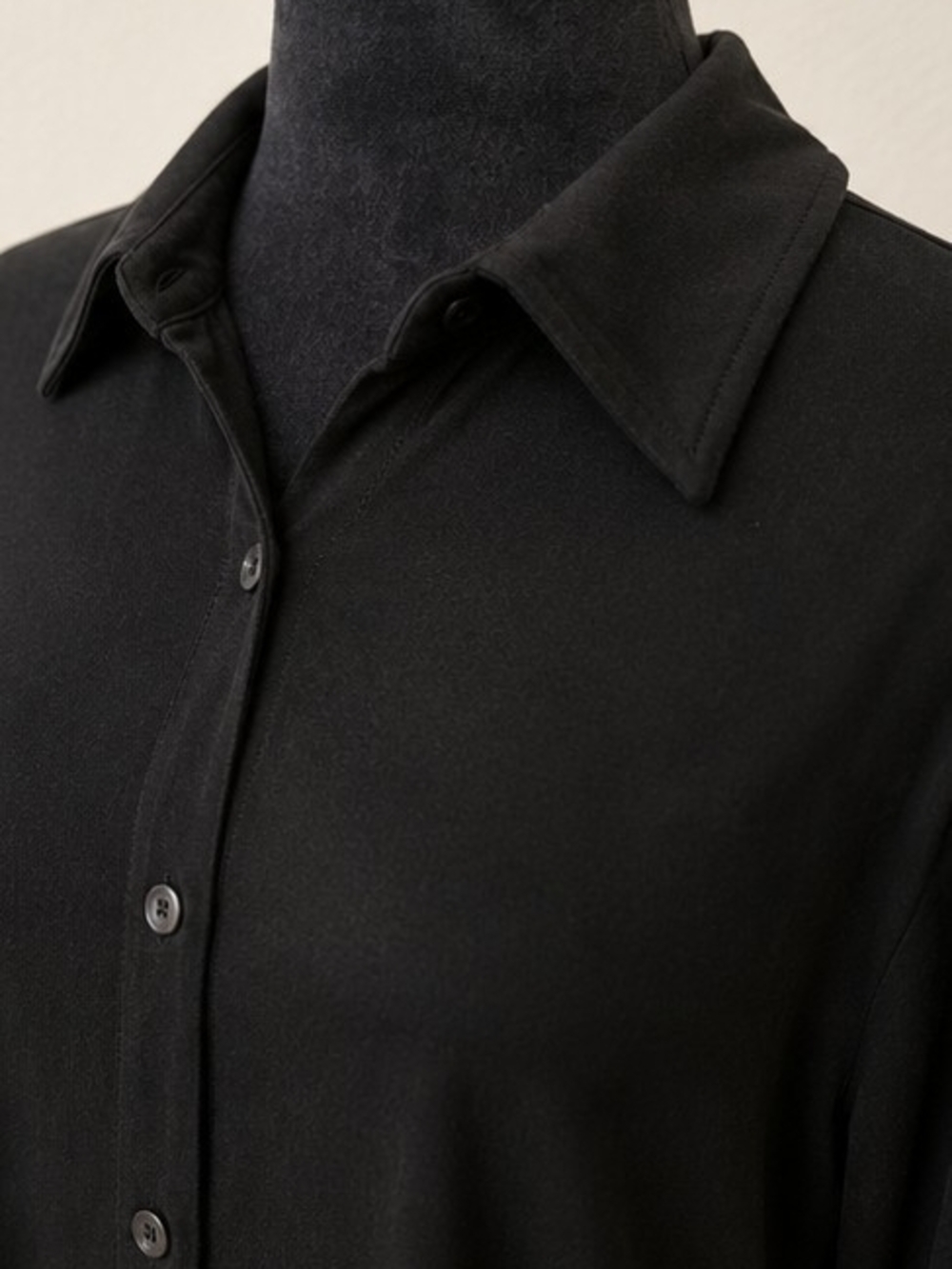 Black Blouse Large Long Sleeves 100%Cotton - Picture 4 of 5